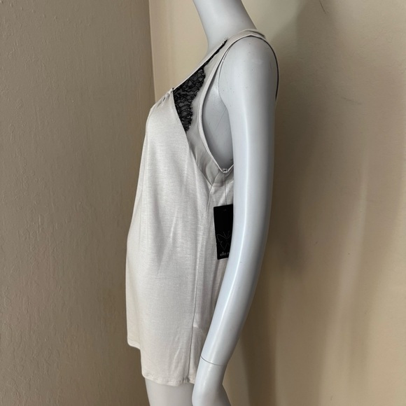 NWT ELLA MOSS Gray Modal Silk Tank Top with Black Lace Detail Size Small - Picture 10 of 15
